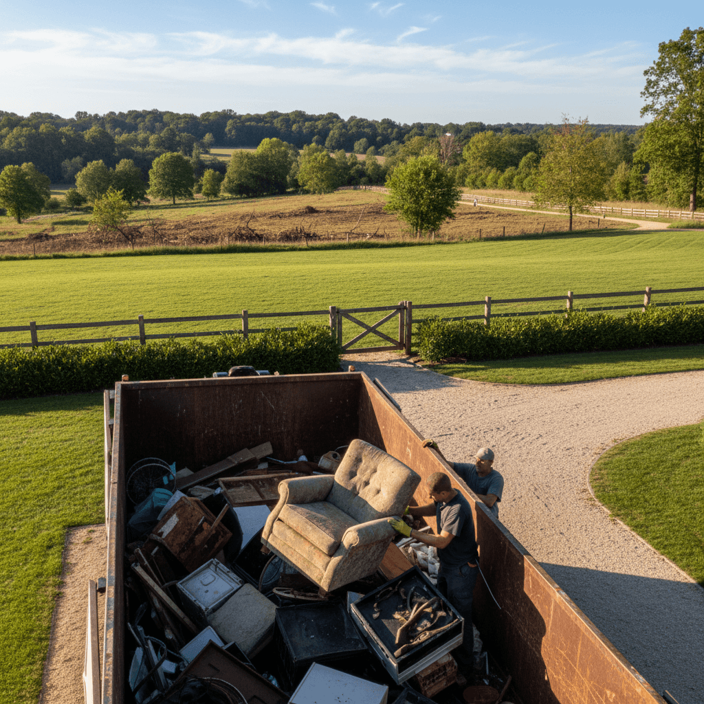 Clean outdoor space after junk removal